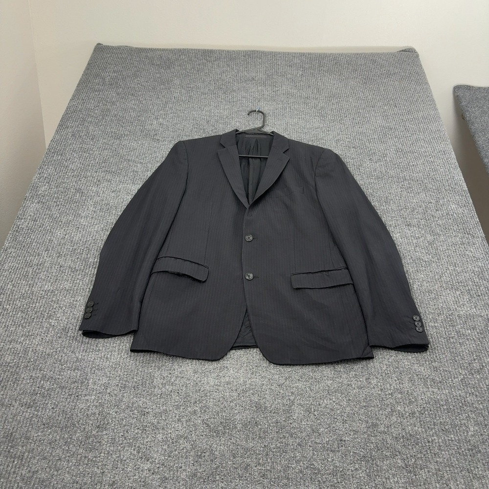 Versace Collection Blazer Mens IT 48 Black Striped Double Vent Luxury Luxury